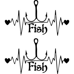 Heartbeat Fishing Vinyl Decal Sticker V2 - DecalsHouse