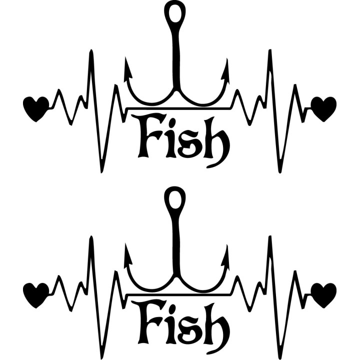 Heartbeat Fishing Vinyl Decal Sticker V2 - DecalsHouse