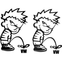 Buy Calvin Pisses Vw Volkswagen Humorous Carbon Decal Sticker Online