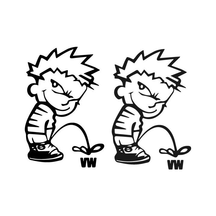Buy Calvin Pisses Vw Volkswagen Humorous Carbon Decal Sticker Online