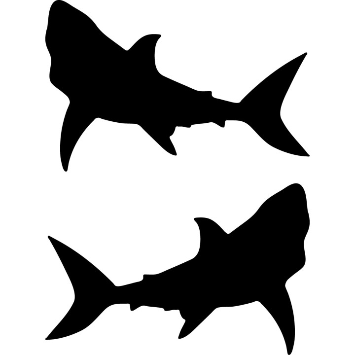 Shark Silhouette Stickers – Great White Ocean Decals (2-Pack)