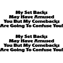 Setbacks Comebacks Motivational Quote Stickers (2-Pack)