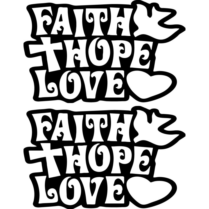 Faith Hope Love Stickers – Cross Dove Heart Decals (2-Pack)