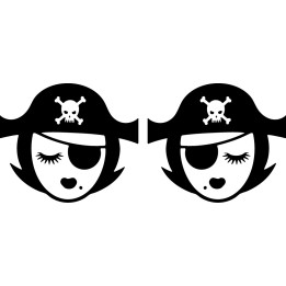 Pirate Girl Stickers – Skull Eye Patch Nautical Decals (2-Pack)