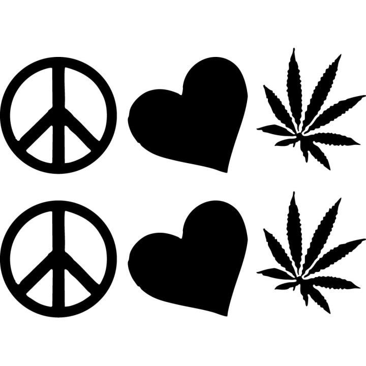 Peace Love Cannabis Stickers – Weed Leaf Decals (2-Pack)