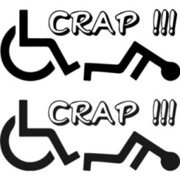 Crap Wheelchair Fail Stickers – Funny Decals (2-Pack)
