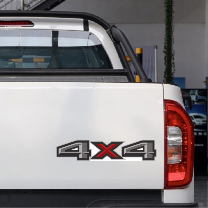 2x 4x4 Grey And Red Stickers Decals - DecalsHouse