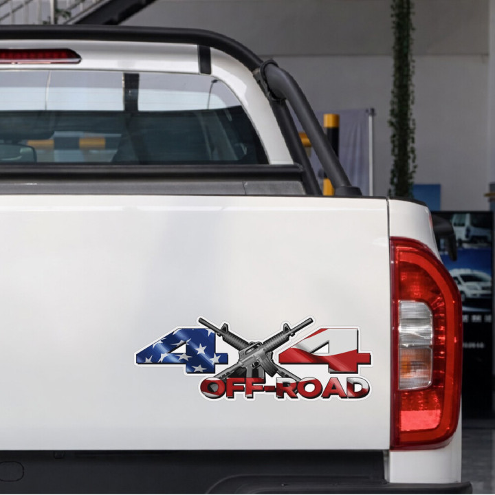 2x 4x4 Usa Flag Style 3 Stickers Decals - DecalsHouse