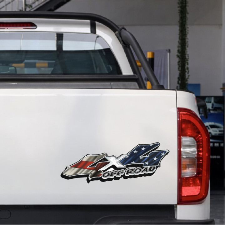 2x American Flag Off Road 4x4 4wd Stickers Decals - DecalsHouse