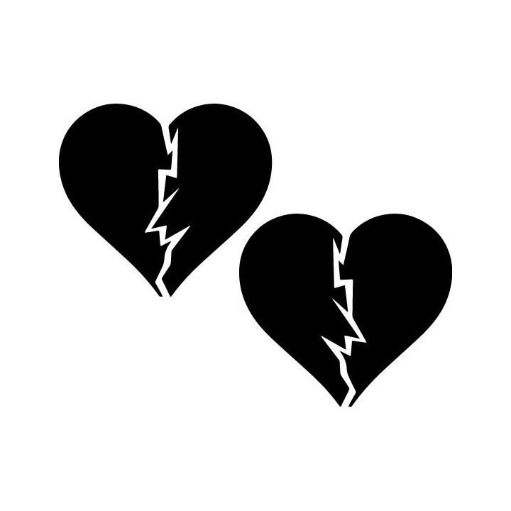 Broken Heart Stickers – Emo Heartbreak Decals (2-Pack)