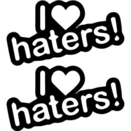 I Love Haters Stickers – Funny Sarcastic Decals (2-Pack)