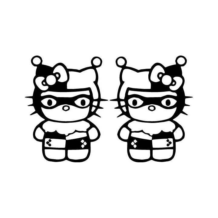 Hello Kitty Harley Quinn Stickers – Kawaii DC Decals (2-Pack)