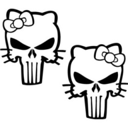 Hello Kitty Punisher Stickers – Skull Mashup Decals (2-Pack)