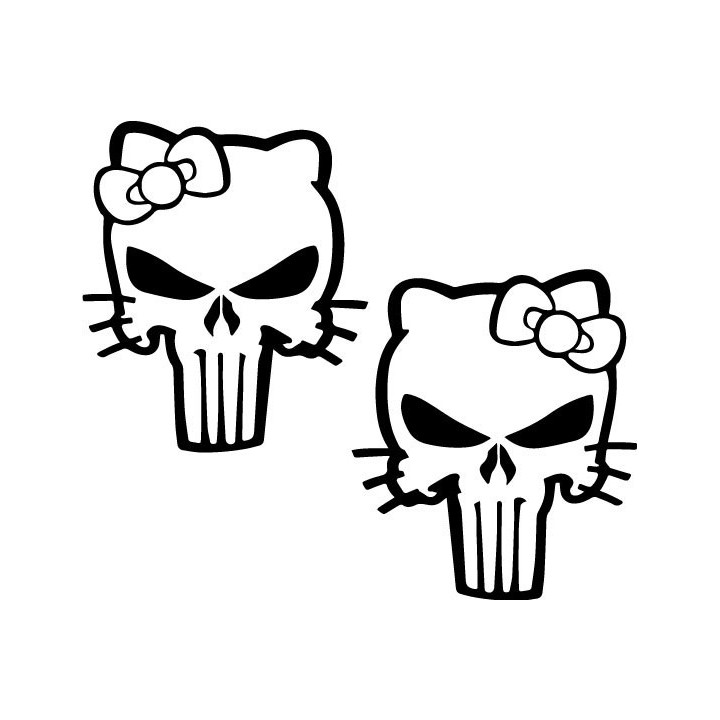Hello Kitty Punisher Stickers – Skull Mashup Decals (2-Pack)