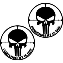 Punisher Skull Stickers – Punishment Is Due Decals (2-Pack)