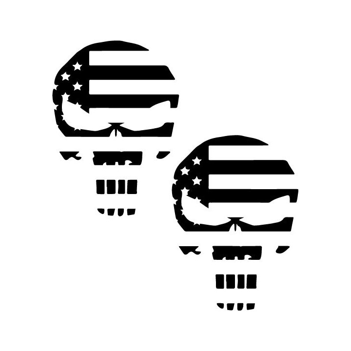 Punisher USA Flag Stickers – Patriotic Skull Decals (2-Pack)