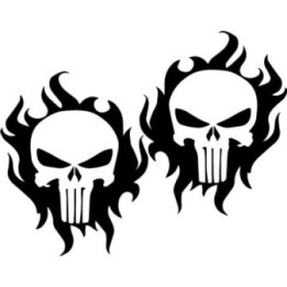 Punisher Skull Flame Stickers – Flaming Skull Decals (2-Pack)