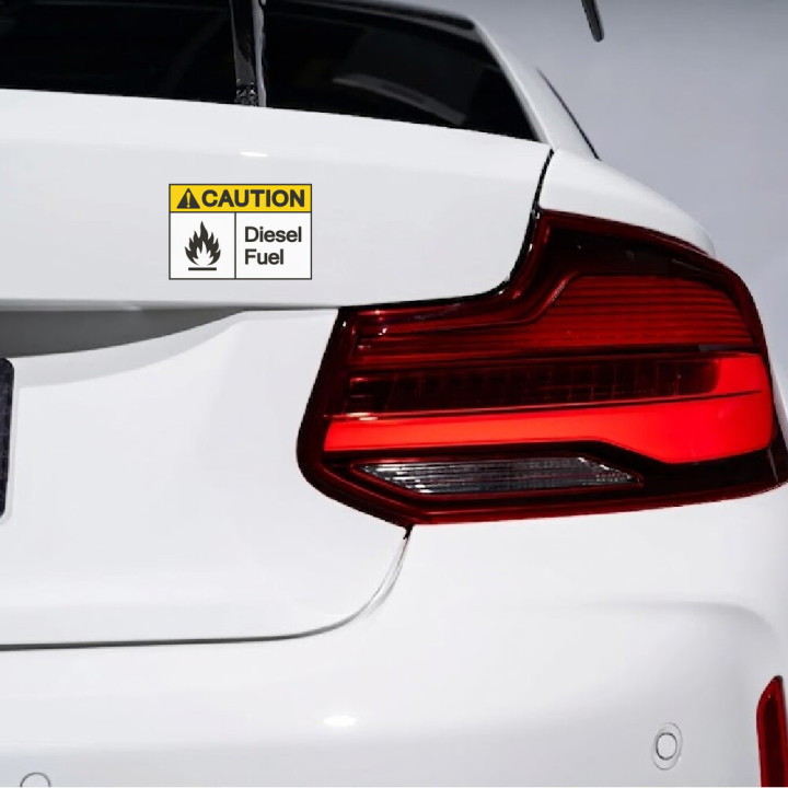 2x Caution Diesel Fuel Stickers Decals - DecalsHouse