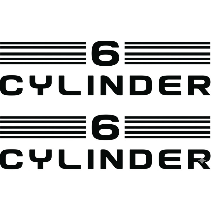 6 Cylinder Stickers – V6 Straight-Six Engine Decals (2-Pack)