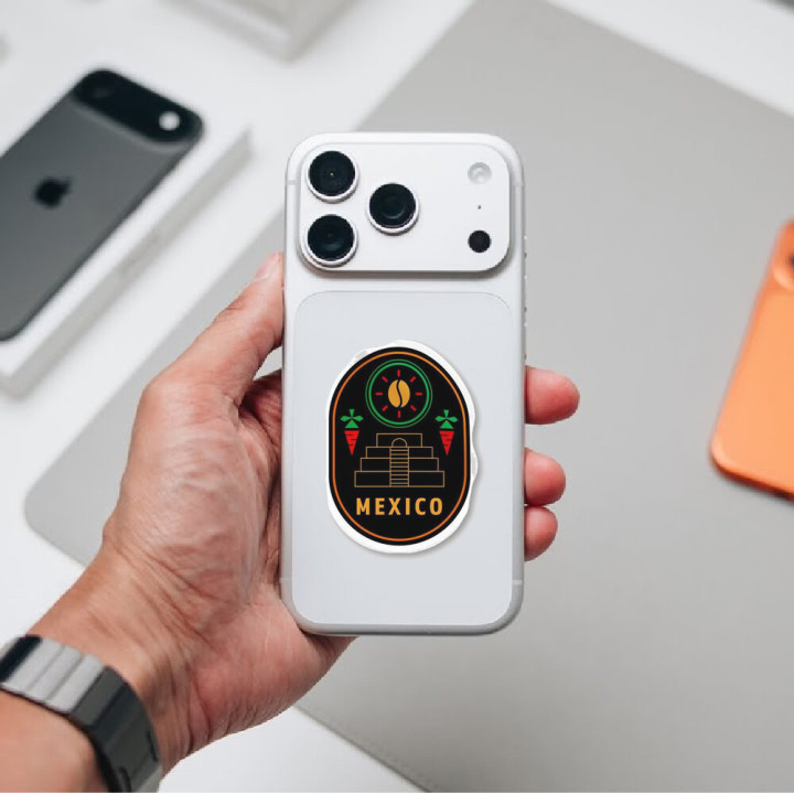 Mexico Coffee Label Stickers – Aztec Pyramid Decals (2-Pack)