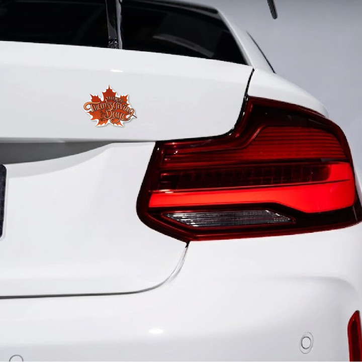 Happy Thanksgiving Day Stickers – Maple Leaf Decals (2-Pack)