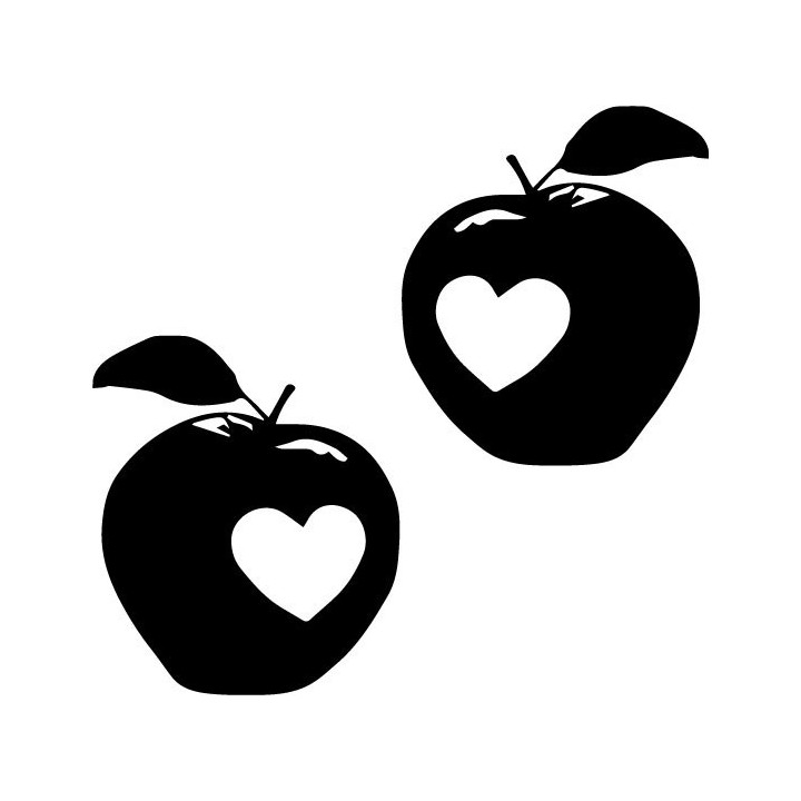 Apple Heart Stickers – Cute Love Heart Decals (2-Pack)