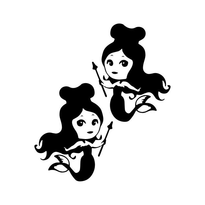 Mermaid Stickers – Cute Mermaid Girl Decals (2-Pack)