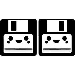 Happy Floppy Disk Stickers – Retro 90s Kawaii Decals (2-Pack)