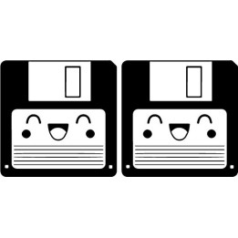 Happy Floppy Disk Stickers – Retro Kawaii Decals (2-Pack)