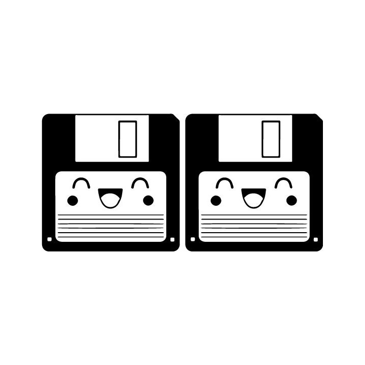 Happy Floppy Disk Stickers – Retro Kawaii Decals (2-Pack)