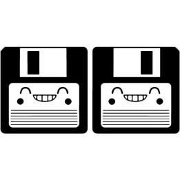Floppy Disk Smile Stickers – 90s Retro Decals (2-Pack)