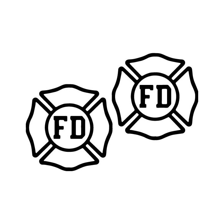 Fire Department FD Maltese Cross Stickers (2-Pack)