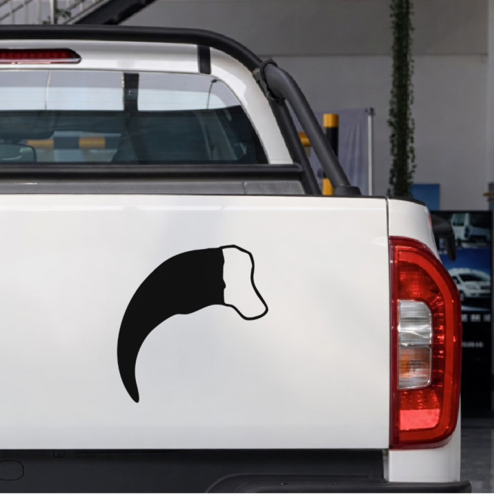 Bear Claw sticker on a pickup tailgate