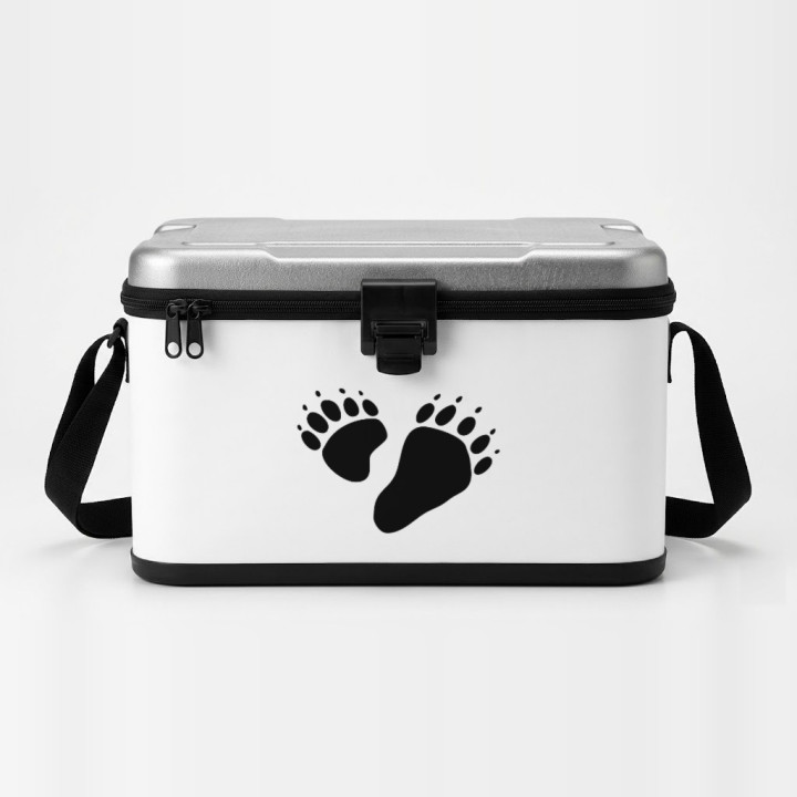 Bear Footprints sticker on a cool box