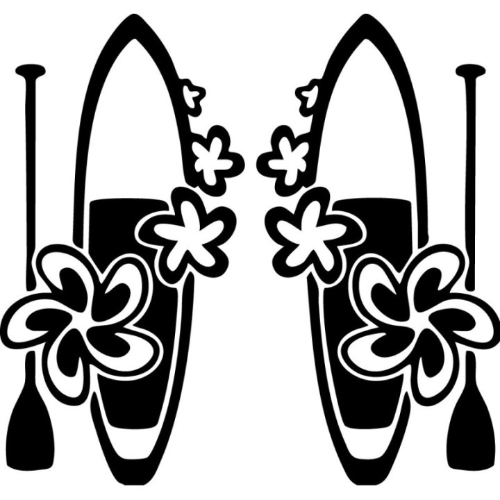 Floral Paddle Board Stickers – SUP Surf Lifestyle Summer Decals (2-Pack)