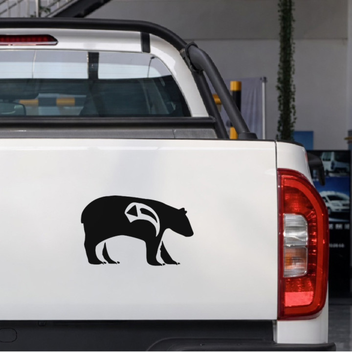 Bear Shoulder Cut-Out sticker on a pickup tailgate