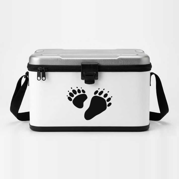 Bear Tracks sticker on a cool box