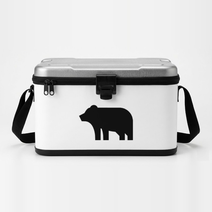 Geometric Bear sticker on a cool box