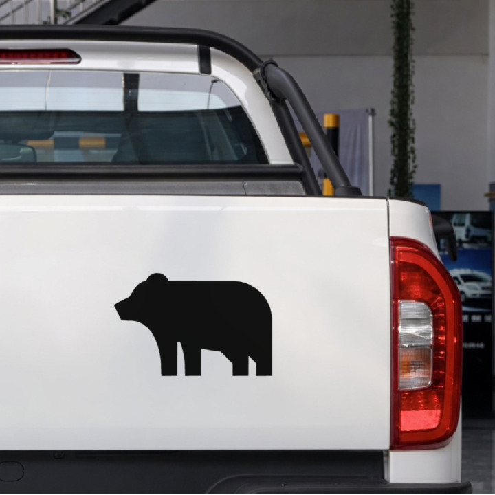 Geometric Bear sticker on a pickup tailgate