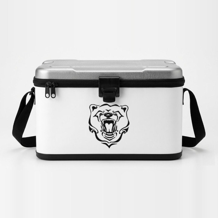 Line-Art Roaring Bear sticker on a cool box