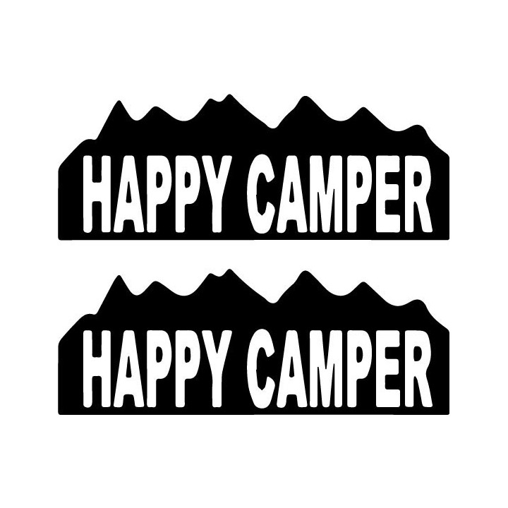 Happy Camper Stickers – Camping Caravan Decals (2-Pack)