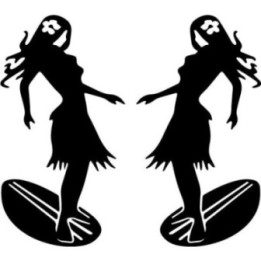 Surf Girl Hawaii Stickers – Hula Surfer Decals (2-Pack)
