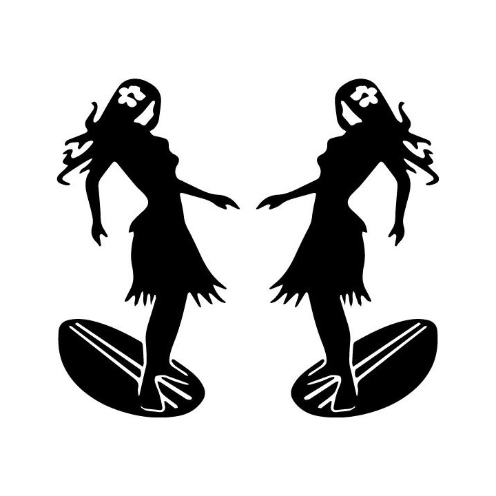 Surf Girl Hawaii Stickers – Hula Surfer Decals (2-Pack)