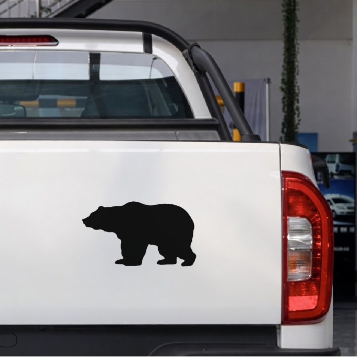 Rough-Furred Grizzly sticker on a pickup tailgate