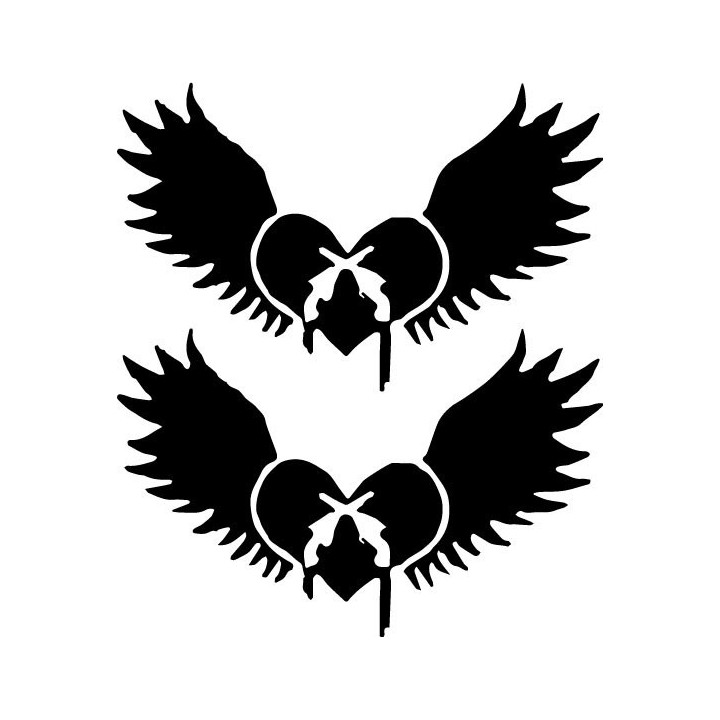 Winged Heart Crossed Pistols Stickers – Gothic Decals (2-Pack)