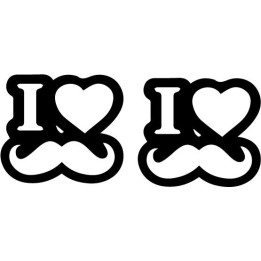 I Love Moustache Stickers – Movember Funny Decals (2-Pack)