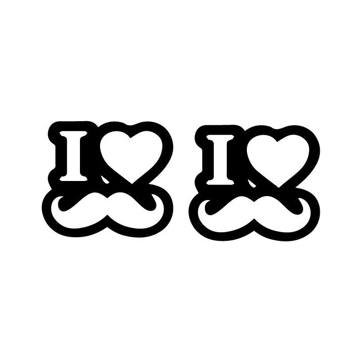 I Love Moustache Stickers – Movember Funny Decals (2-Pack)