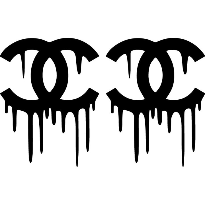 Chanel Drip Logo Stickers – CC Drip Decals (2-Pack)