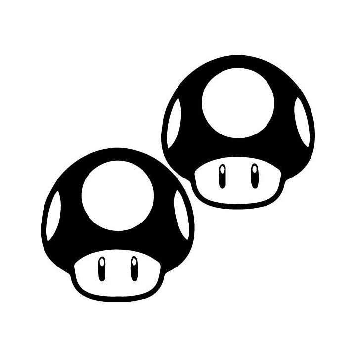 Super Mario Mushroom Stickers – Nintendo Decals (2-Pack)