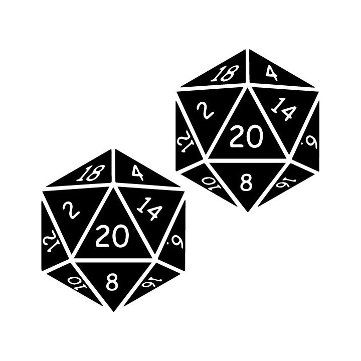 D20 Dice Stickers – RPG DnD Tabletop Decals (2-Pack)